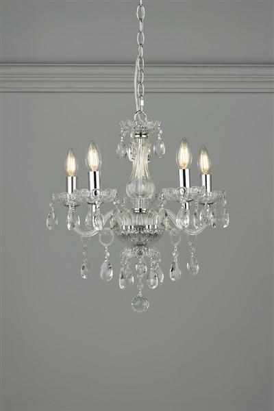 (image for) Laura Ashley Harriet 5 Light Crystal & Polished Chrome Chandelier